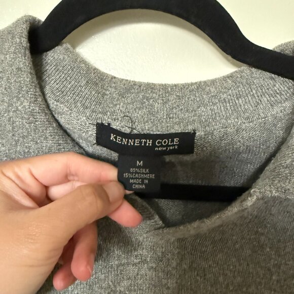 Kenneth Cole New York Gray Silk Cashmere Collared Sweater M - Picture 4 of 5